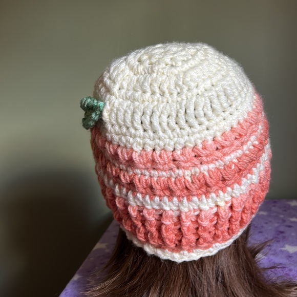 Crochet flower beanie medium soft mandala acrylic yarn new - Picture 4 of 9